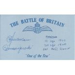 Sgt K M Macujowski, Blue Battle of Britain card autographed by high scoring Polish Battle of Britain
