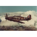 P/O Michael Ingle-Finch, 6x4 colour photo of a painting of a Hurricane signed by Battle of Britain