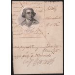 NORTH, Lord Frederick (1732-1792) British Prime Minister 1770-1782. Signature to the base of a