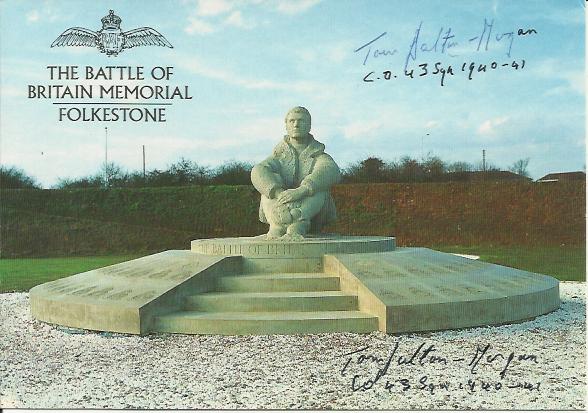 F/L Tom Dalton-Morgan Colour 6x4 postcard of the Battle of Britain Memorial at Folkestone, Kent.