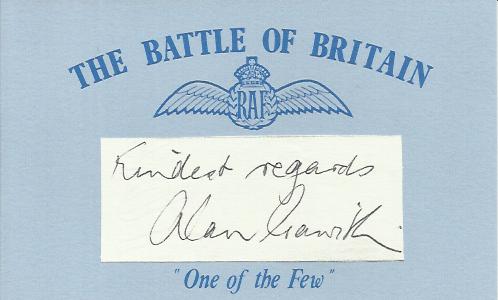 P/O A.A. Gawith Blue Battle of Britain card mounted with a clipped signature of New Zealand Battle