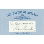 P/O A.A. Gawith Blue Battle of Britain card mounted with a clipped signature of New Zealand Battle