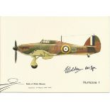 Fl Lt Edward Holden, Battle of Britain Museum art card of a Hurricane autographed by Battle of