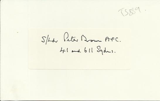 P/O M P Brown, Small card autographed by Battle of Britain veteran P/O M P Brown, 611 & 41 Sqns