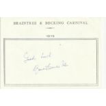 Bobby Charlton signed A6, half A4 size white sheet with Braintree & Bocking Carnival 1979 printed to