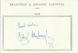 Sir Richard Attenborough signed A6, half A4 size white sheet with Braintree & Bocking Carnival