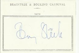 Tommy Steele signed A6, half A4 size white sheet with Braintree & Bocking Carnival 1979 printed to