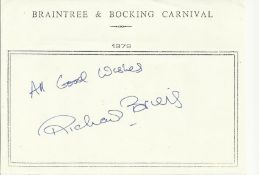 Richard Briers signed A6, half A4 size white sheet with Braintree & Bocking Carnival 1979 printed to