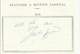 Frankie Howerd signed A6, half A4 size white sheet with Braintree & Bocking Carnival 1979 printed to