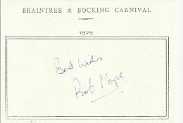 Bob Hope signed A6, half A4 size white sheet with Braintree & Bocking Carnival 1979 printed to top