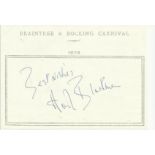 Honor Blackman signed A6, half A4 size white sheet with Braintree & Bocking Carnival 1979 printed to