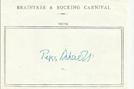 Dame Peggy Ashcroft signed A6, half A4 size white sheet with Braintree & Bocking Carnival 1979