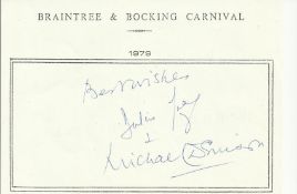 Michael Denison & Dulcie Gray signed A6, half A4 size white sheet with Braintree & Bocking