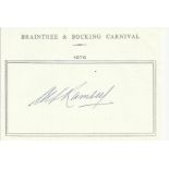 Sir Alf Ramsey signed A6, half A4 size white sheet with Braintree & Bocking Carnival 1979 printed to