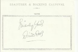 Diana Dors signed A6, half A4 size white sheet with Braintree & Bocking Carnival 1979 printed to top