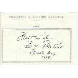 Bill Pertwee signed A6, half A4 size white sheet with Braintree & Bocking Carnival 1979 printed to