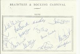 Essex Cricket team 1978 13 autographs inc Keith Fletcher, Ray East, Brian Hardie, John Lever, Neil
