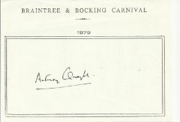 Anthony Quayle signed A6, half A4 size white sheet with Braintree & Bocking Carnival 1979 printed to