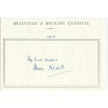 Anna Neagle signed A6, half A4 size white sheet with Braintree & Bocking Carnival 1979 printed to