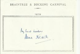 Anna Neagle signed A6, half A4 size white sheet with Braintree & Bocking Carnival 1979 printed to