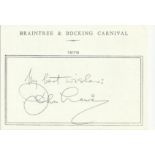John Laurie Dads Army signed A6, half A4 size white sheet with Braintree & Bocking Carnival 1979