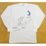 Leeds United Wembley 1972 Shirt Signed By 10 Clark, Gray, Jones, Bates, Hunter, Charlton, Lorimer,