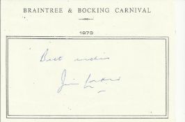 Jim Laker cricket legend signed A6, half A4 size white sheet with Braintree & Bocking Carnival