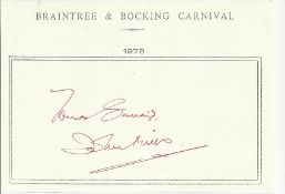 John Mills signed A6, half A4 size white sheet with Braintree & Bocking Carnival 1979 printed to top
