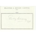 Stanley Holloway signed A6, half A4 size white sheet with Braintree & Bocking Carnival 1979
