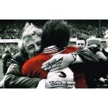 Tommy Docherty Stuart Pearson Man United 1977 Fa Cup Final Dual Signed 12 X 8 photo. Good condition