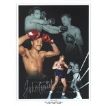 John Conteh signed photo. 16" x 12" high quality colour montage photograph signed by boxer John