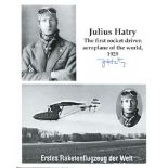 Julius Hatry 8x10 inch photo signed by Julius Hatry who built and flew the worlds first rocket