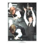 Steve Davis signed photo. 16" x 12" high quality colour montage photograph signed by snooker