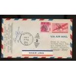 1945 US FFC First Flight Cover Signed by Post Master 1945 Austin to Amarillo, TX Back Stamp. Good