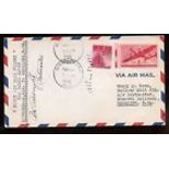 1946 US FFC First Flight Cover Signed by Post Master 1946 Birmingham Al to Wheeling WVa Back