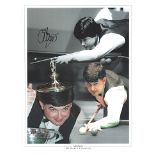 John Parrott signed photo. 16" x 12" high quality colour montage photograph signed by snooker player