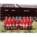 Liverpool Squad signed: 8x10 inch photo signed by Liverpool legends Chris Lawler, Gerry Byrne, Ian