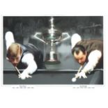 Steve Davis and Ray Reardon signed photo. 16" x 12" high quality colour montage photograph signed by