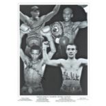 British World Champion Boxing Legends signed photo. 16" x 12" high quality black and white montage