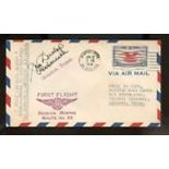 1941 US FFC First Flight Cover Signed by Post Master 1941 Memphis TN to Houston TX Back Stamp.
