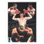 Richie Woodhall signed photo. 16" x 12" high quality colour montage photograph signed by former