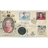 Benham signed FDC: Benham 70th birthday HM the Queen coin cover with Royal Yacht cachet signed by