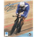 Sir Chris Hoy signed photo. Lovely colour 8x10 photo from the Athens 2004 Olympics signed by Sir