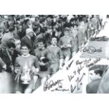 Liverpool 1965 Multi-Signed photo. 16" x 12" high quality black and white photo signed by TEN