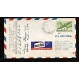 1945 US FFC First Flight Cover Signed by Post Master 1945 Cleveland Ohio to Boston, Mass Back Stamp.