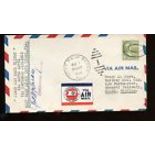 1944 US FFC First Flight Cover Signed by Post Master 1944 West Palm Beach Fl to Miami Fl Back Stamp.