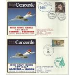 Concorde London-Rockford First Flight dated 21st October 1985 and return Rockford-London dated