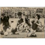 John Wark signed magazine page of him tackling a young Maradona.  Good condition Est £2-4