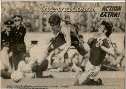 John Wark signed magazine page of him tackling a young Maradona.  Good condition Est £2-4