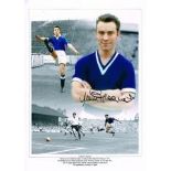 JIMMY GREAVES CHESLSEA FC Hand Signed 16 X 12 photo Montage. Good condition Est.£10 - £15
